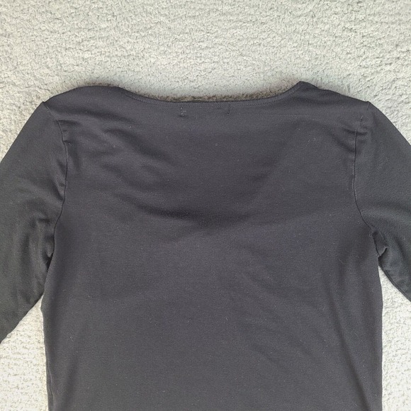 Lauren Ralph Lauren Top Women's Size P/L Basic Black Solid Cotton V-Neck Petite - Picture 6 of 11